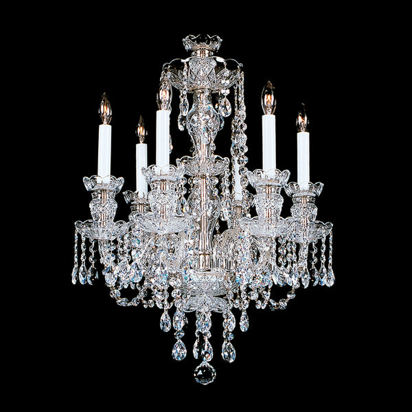 6-R-6 - 6 arm crystal chandelier shown in Nickel finish.
