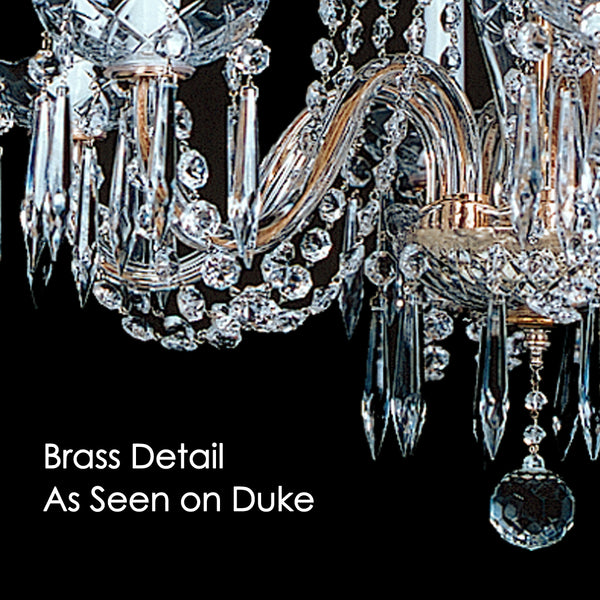 Brass detail as seen on the Duke chandelier. Note the brass toned wire running through the arms.