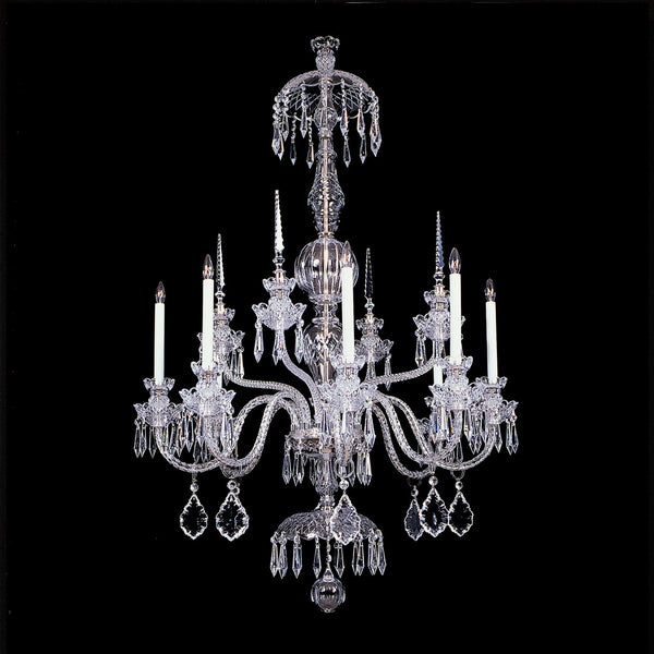 8 light, large Crystal Chandelier Devereux with spires
