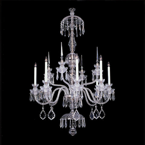 8 light, large Crystal Chandelier Devereux with spires