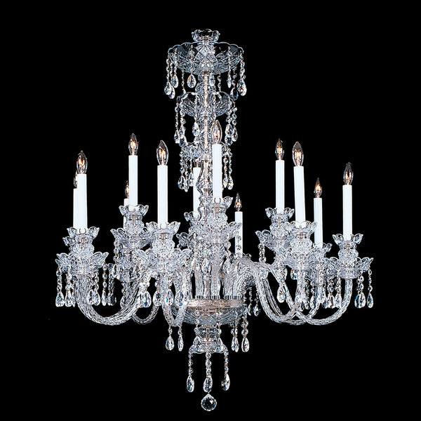 Elizabeth Crystal Chandelier shown in Nickel finish.  Note the clear wire in the arms.