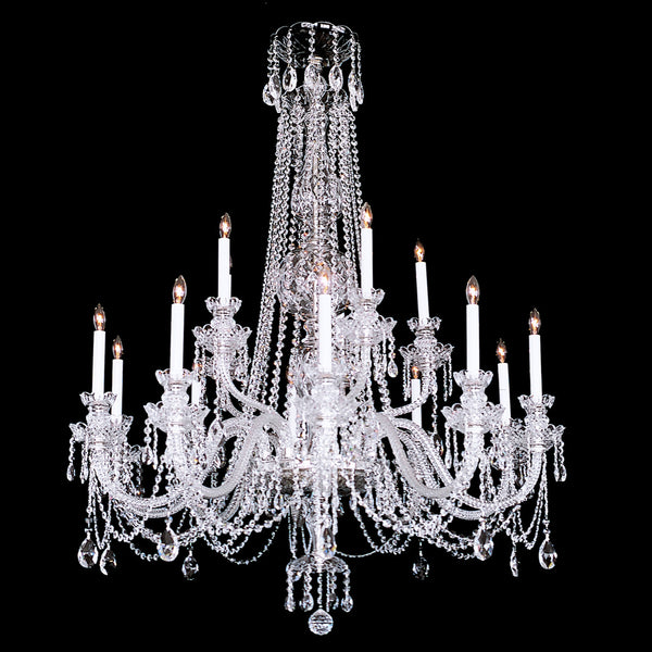 William  Crystal Chandelier shown with Nickel.  Note the clear wire in the arms.