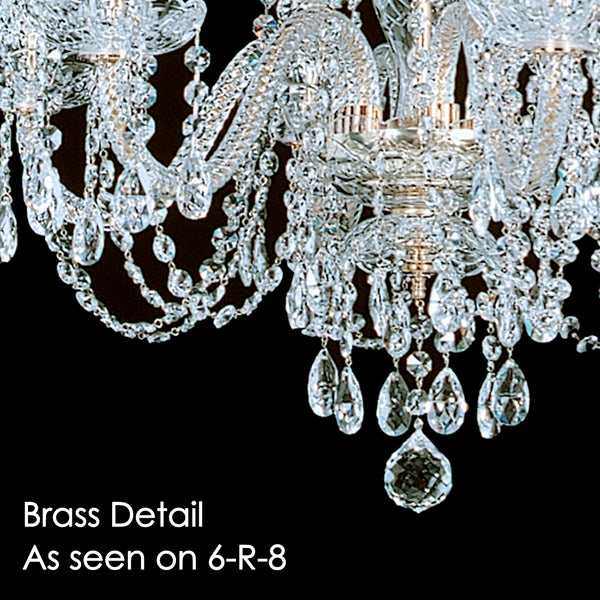Brass detail as seen on the 6-R-8 chandelier. Note the brass toned wire running through the arms.