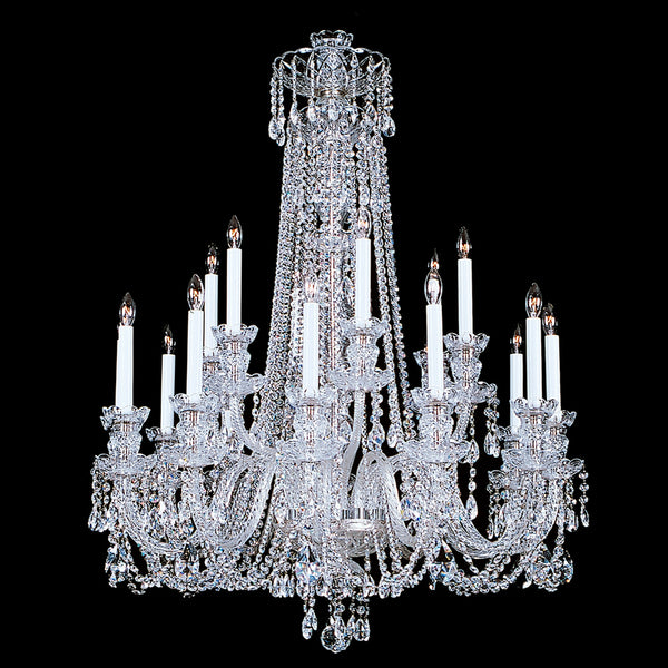 King  Crystal Chandelier shown in Nickel finish.  Note the clear wire in the arms.