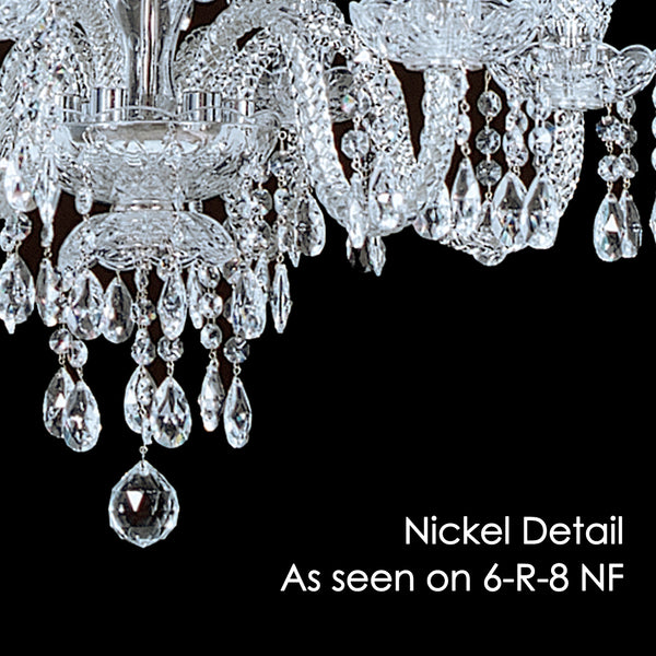Nickel detail as seen on the 6-R-8 NF chandelier. Note the clear wire running through the arms.