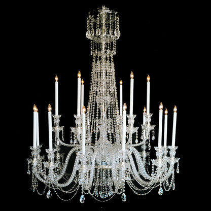 Royal Belvedere Crystal Chandelier shown with Nickel.  Note the clear wire in the arms.
