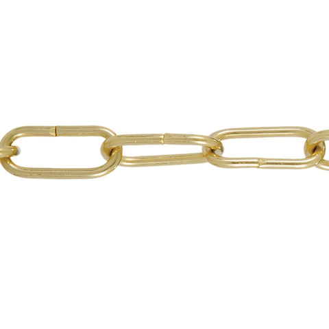 Solid BRASS, 8 GA, oval link chain, 3' length