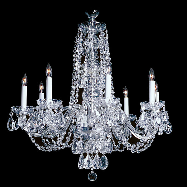 Adele  Crystal Chandelier shown in Nickel finish.  Note the clear wire in the arms.