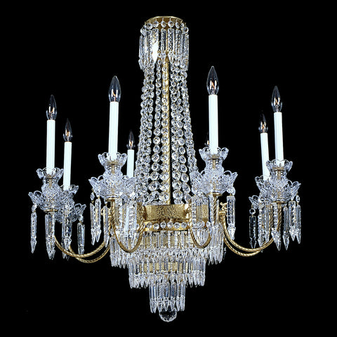 8 light Brass and Crystal Chandelier Coventry 