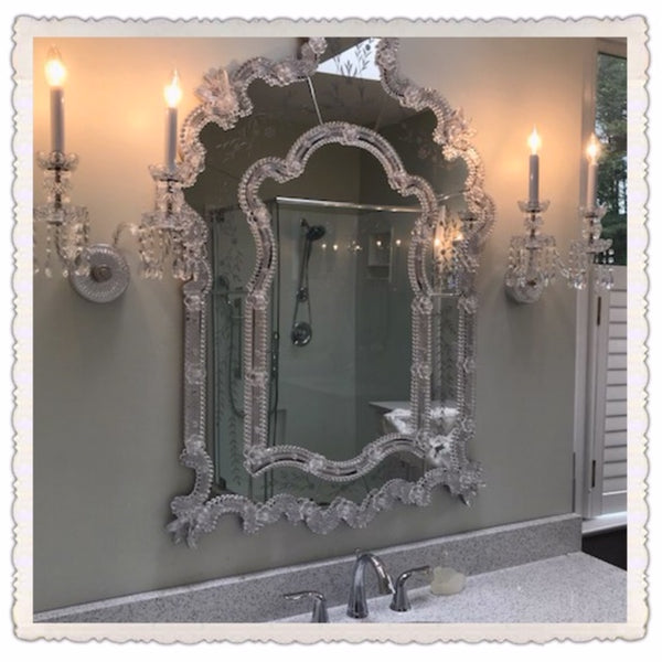 Crystal sconce and venetian mirror