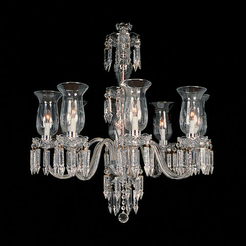 Crystal Chandelier Monroe with hurricane globes.