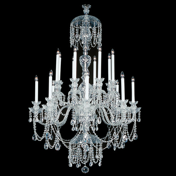 Winter Elegance  Crystal Chandelier shown with Nickel.  Note the clear wire in the arms.