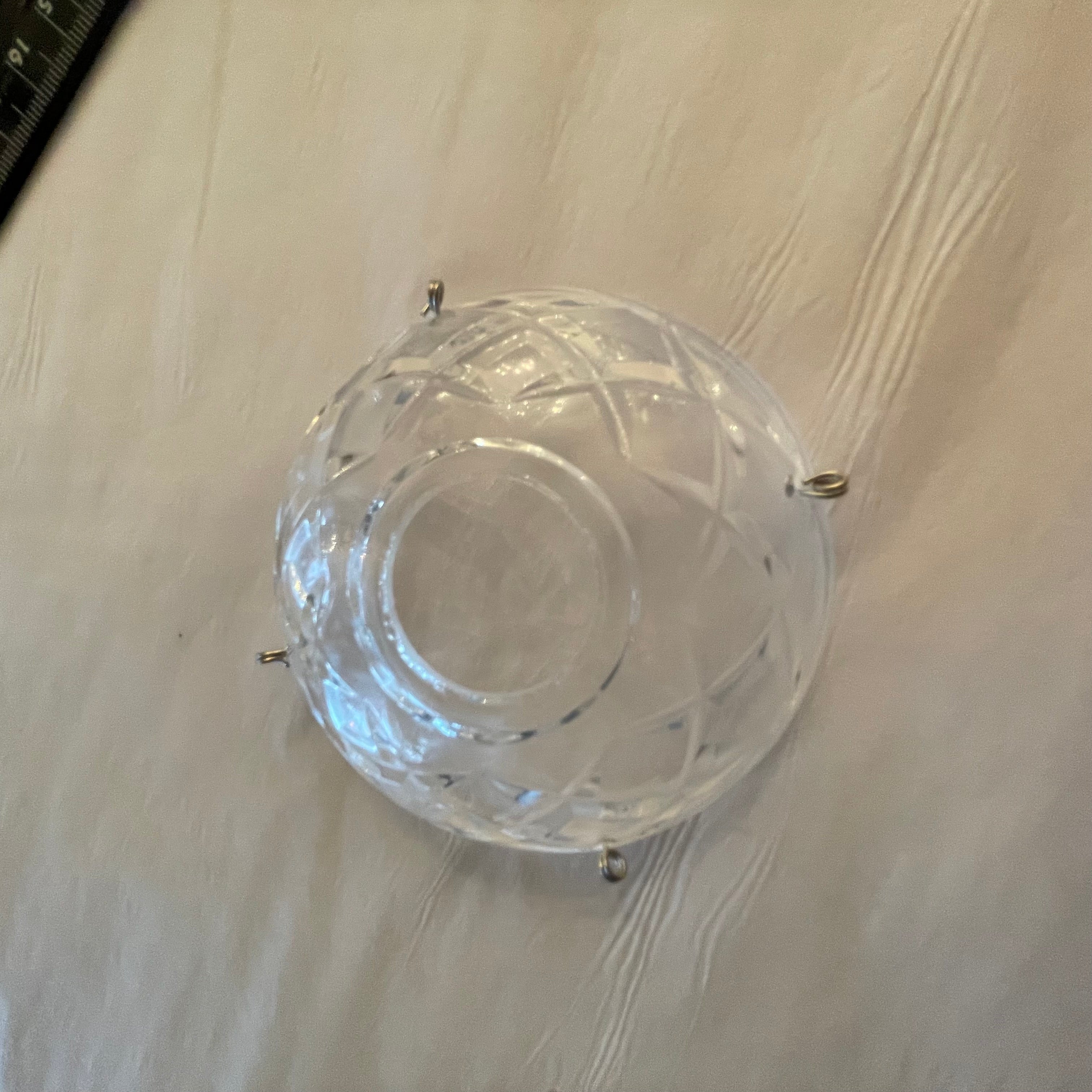 thumbnail image 2 of 4-Pack Pressed Glass Round Lamp Prism Bobeche With 4 Brass Pins - For Chandelier Restoration (#BB914) 2 of 14