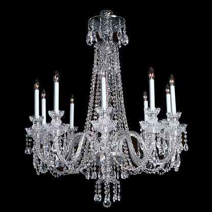 Kimberly Crystal Chandelier shown in Nickel finish.  Note the clear wire in the arms.