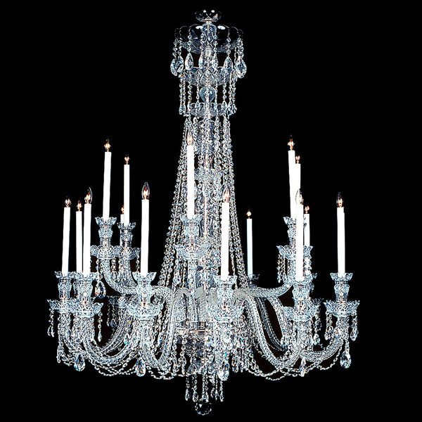 Schonbrunn Crystal Chandelier shown with Nickel.  Note the clear wire in the arms.